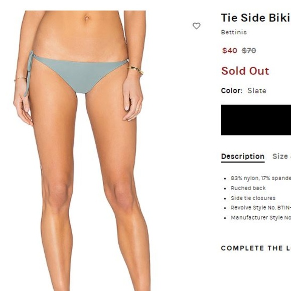 NWOT / Bettinis Tie Side Bikini Bottom - Picture 1 of 7